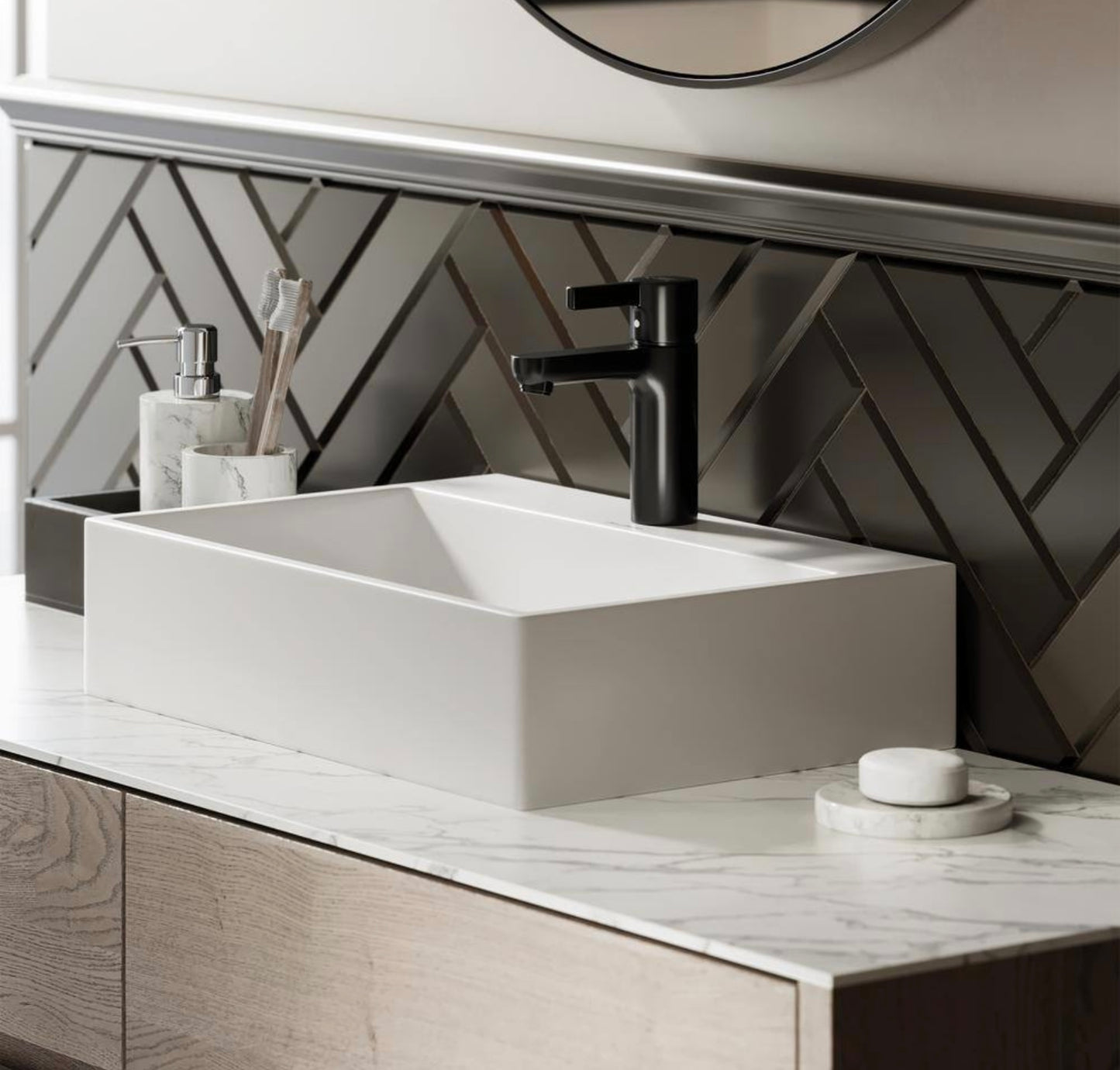 Claire vessel sink in glossy white