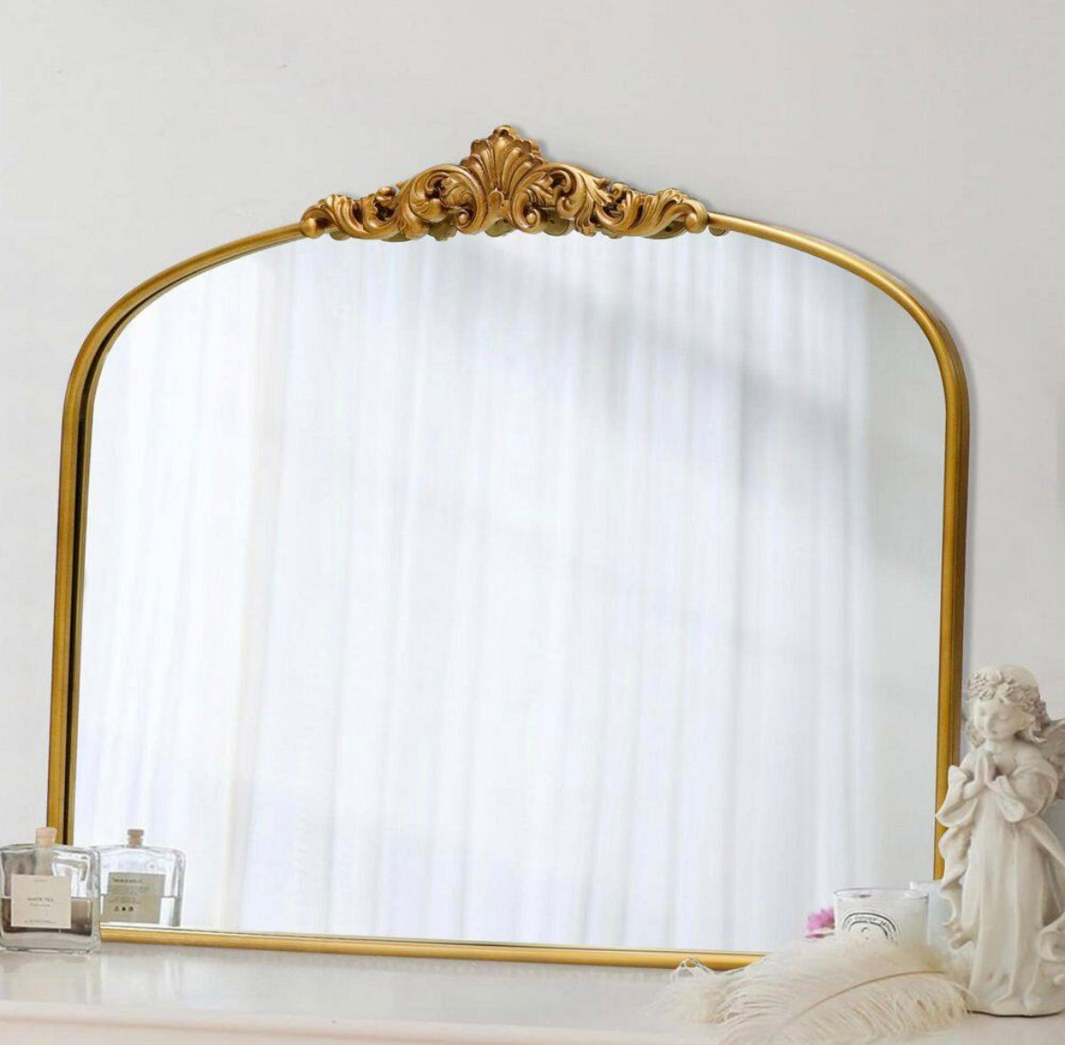 Vintage 30x36 arched antique gold mirror