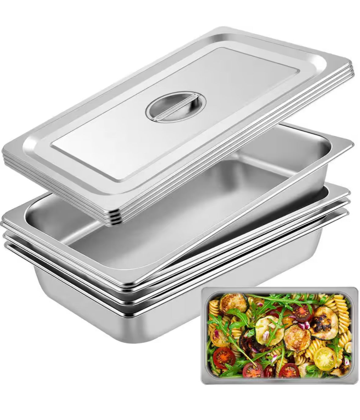 13.7 qt stainless steel roasting pan with lid (4 pack)