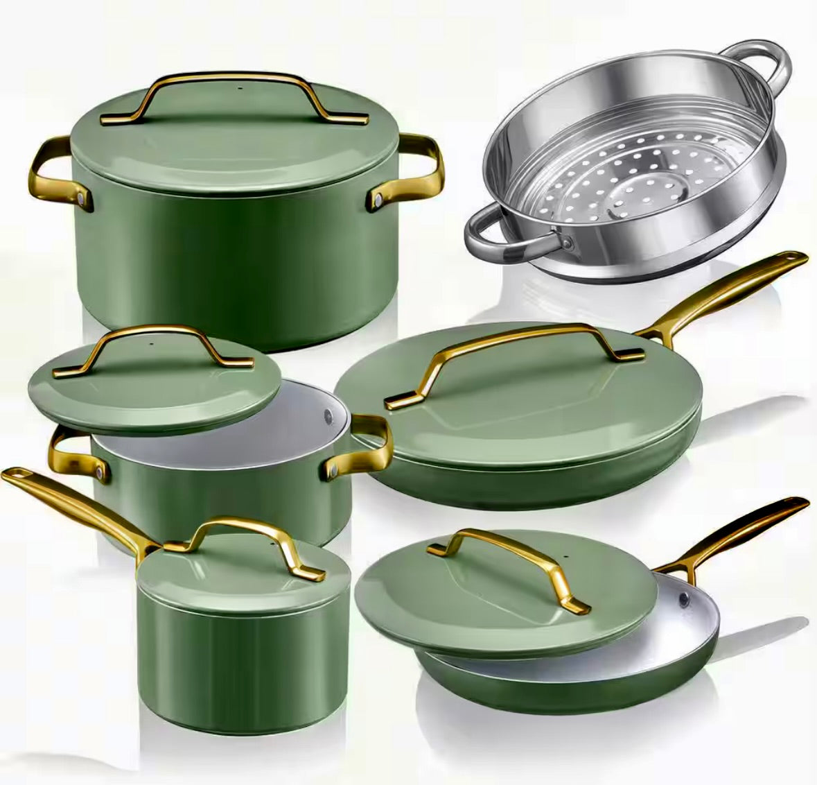 Gotham steel 11 piece cookware set in sage