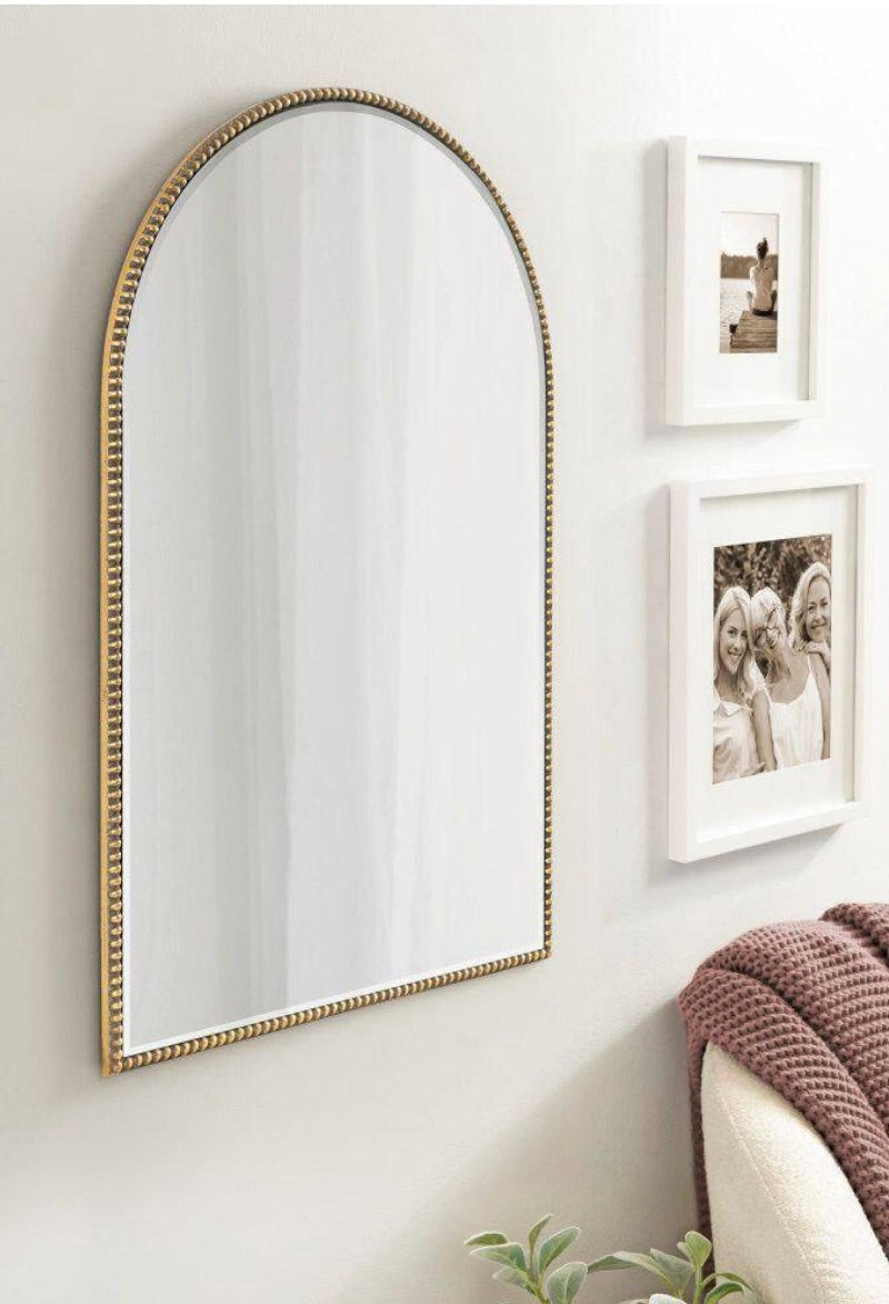 20"x30" gold arch beaded mirror
