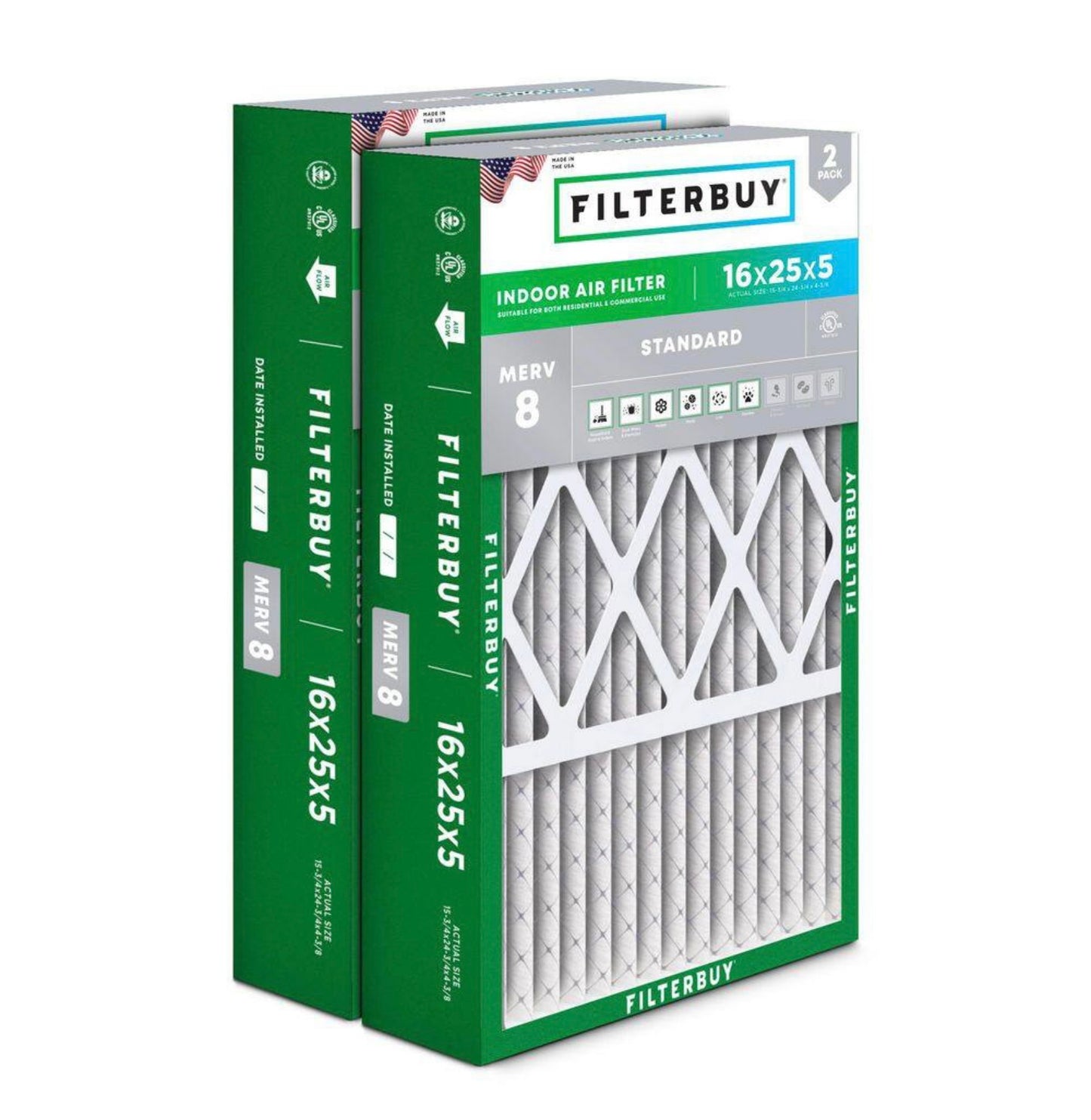 16x25x5 Furnace Air filters (2 pack)