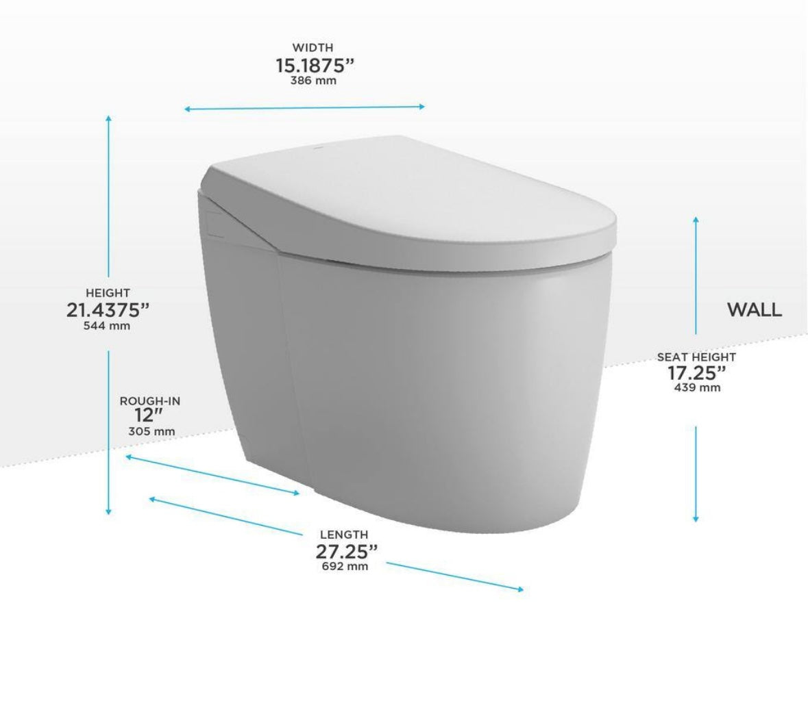 Neorest elongated toilet with integrated bidet seat