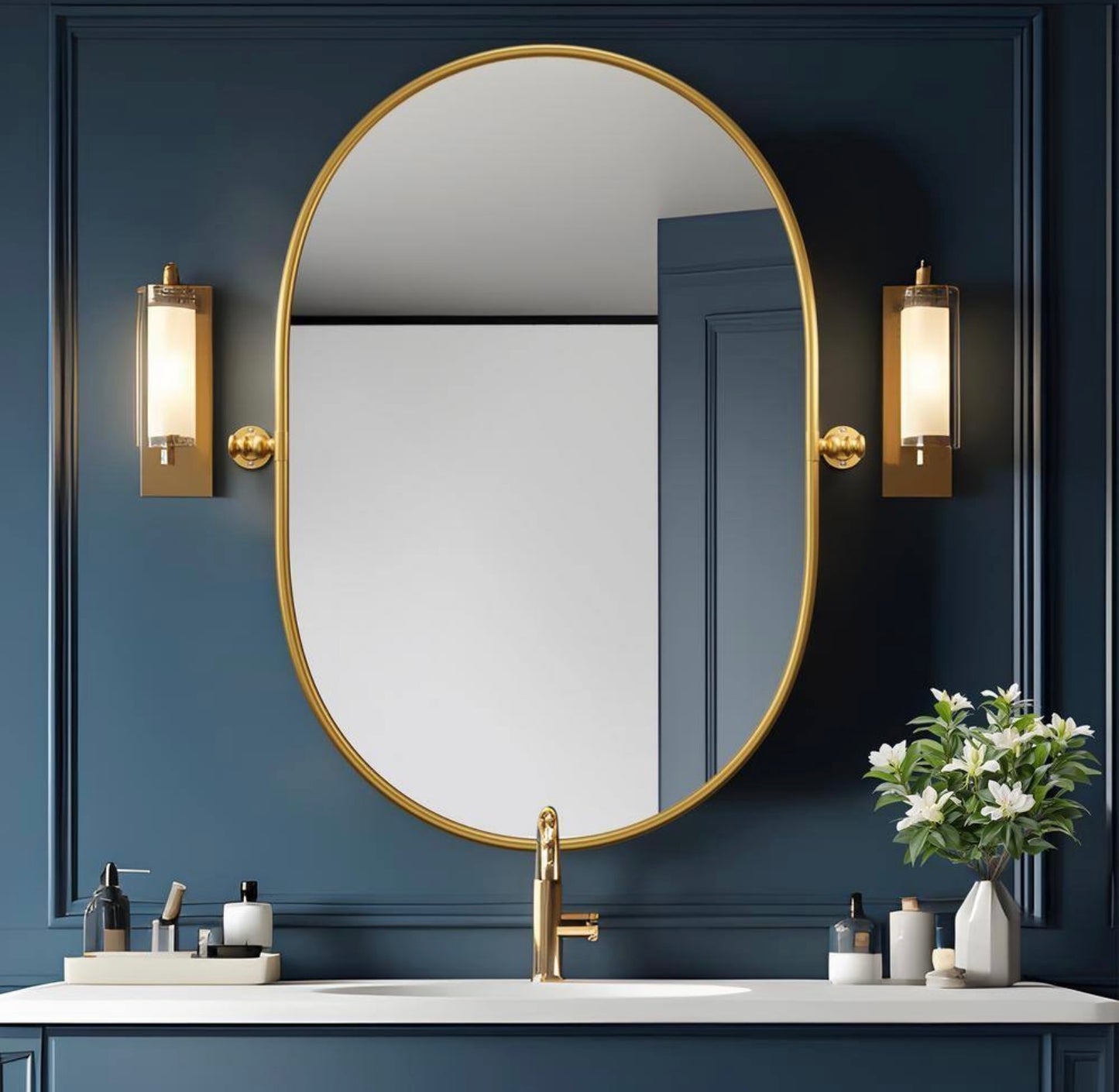 23x31 oval gold pivot mirror