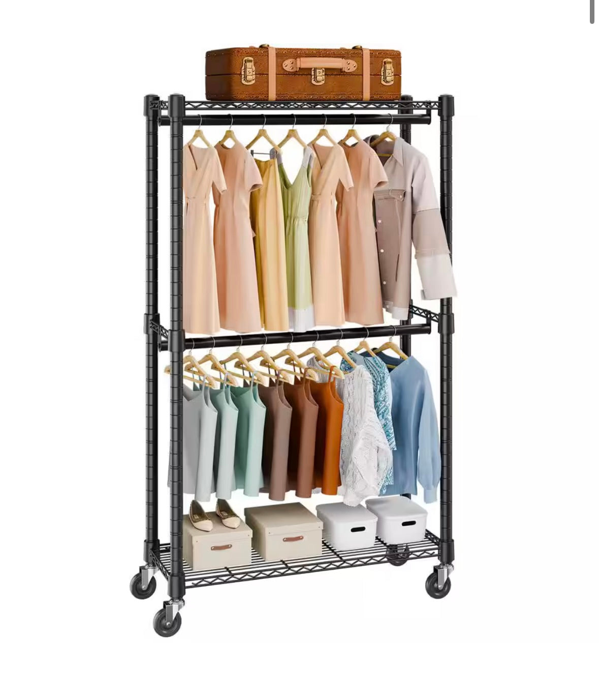 Heavy duty clothes rack, black up to 300lbs