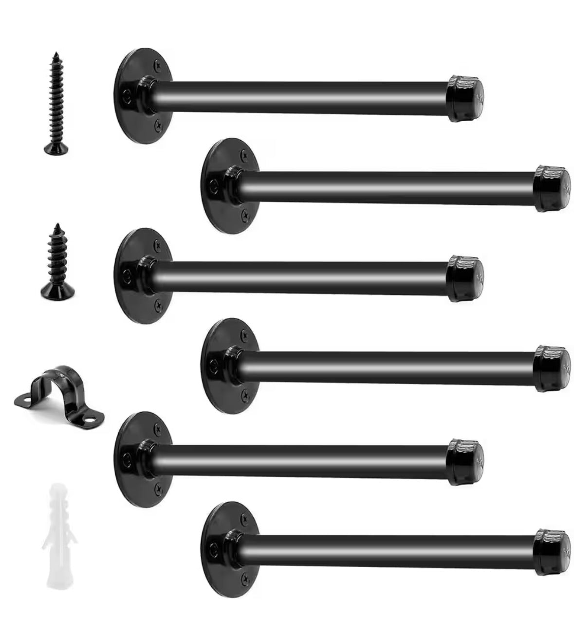 12" Iron pipe shelf brackets (6pack)