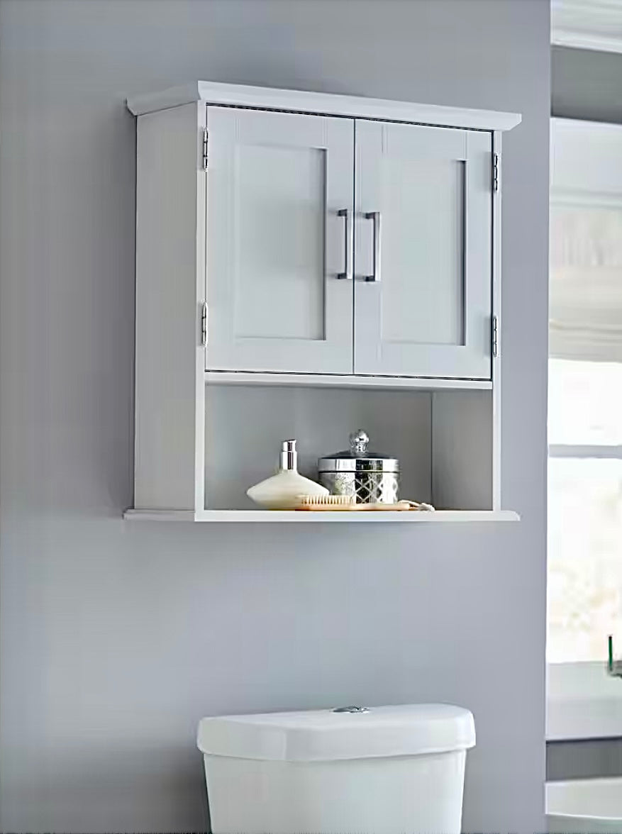 Bathroom over toilet cabinet in gray
