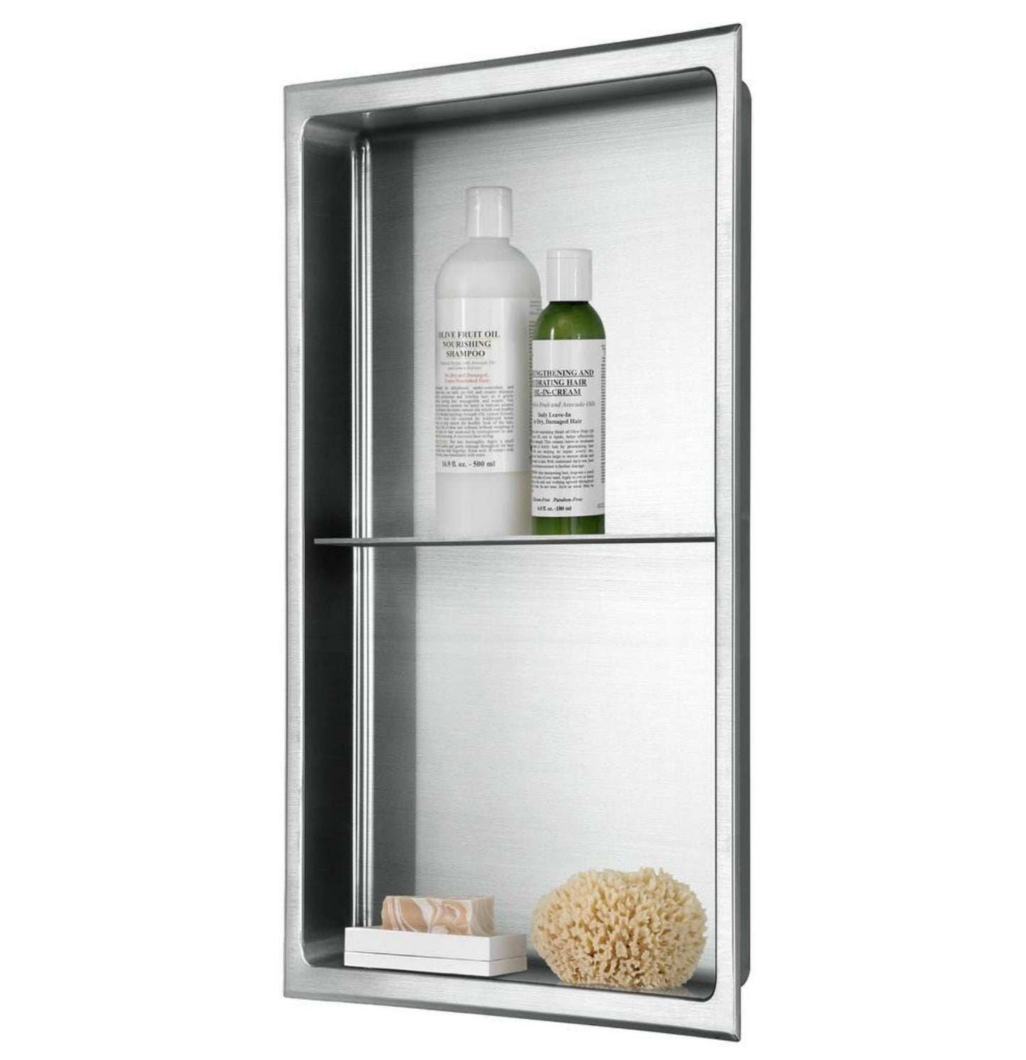 12x24x4 double shower niche brushed nickel