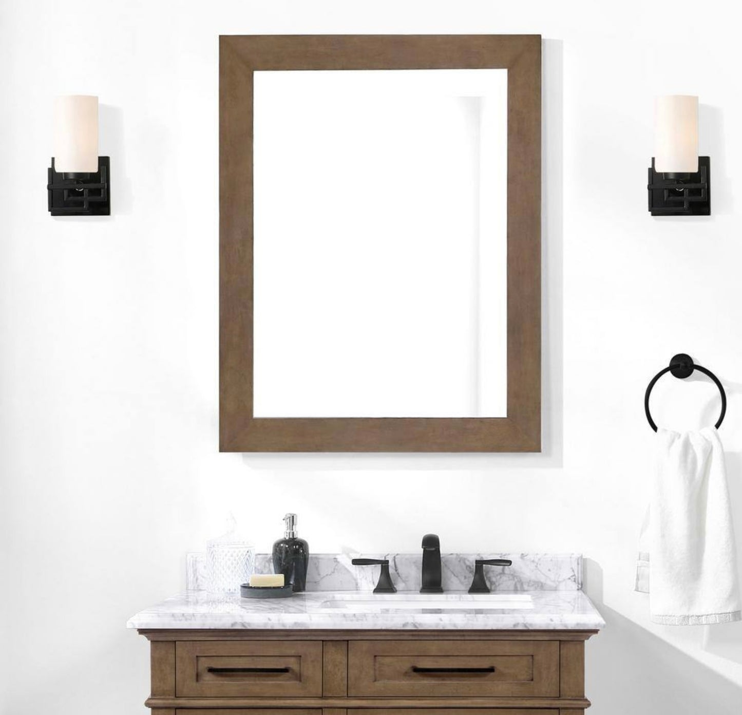 Sonoma 28x36 mirror in almond latte