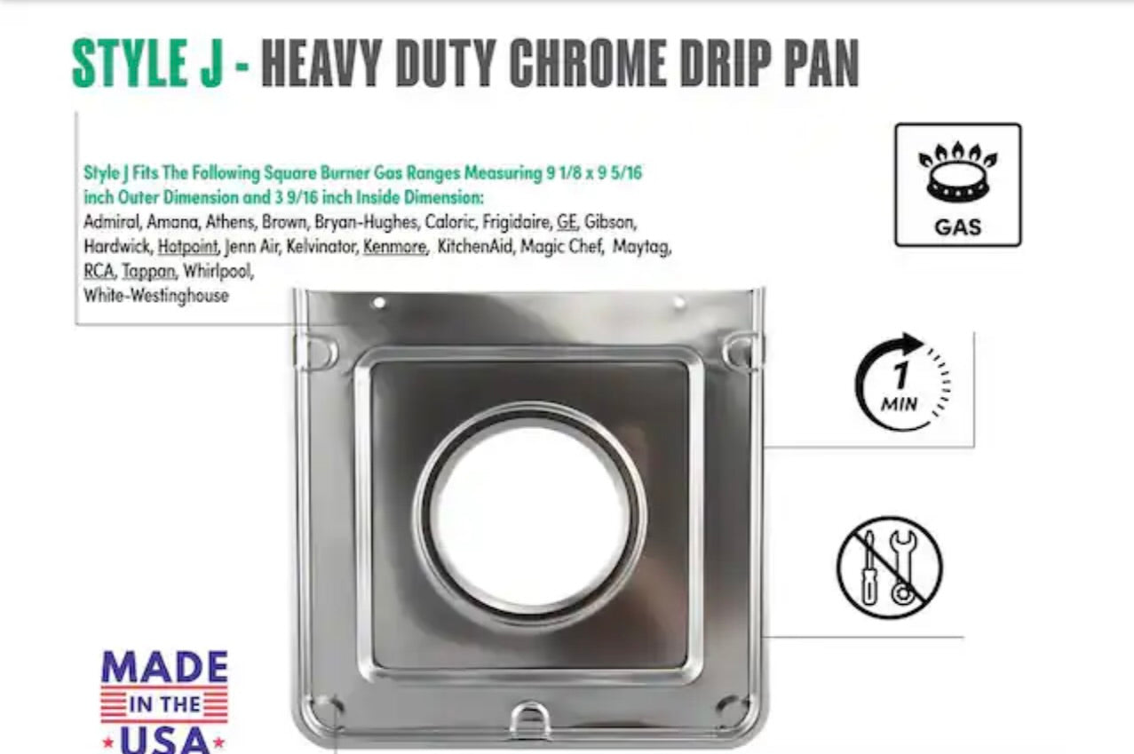 9.125x9.3125 drip pan chrome