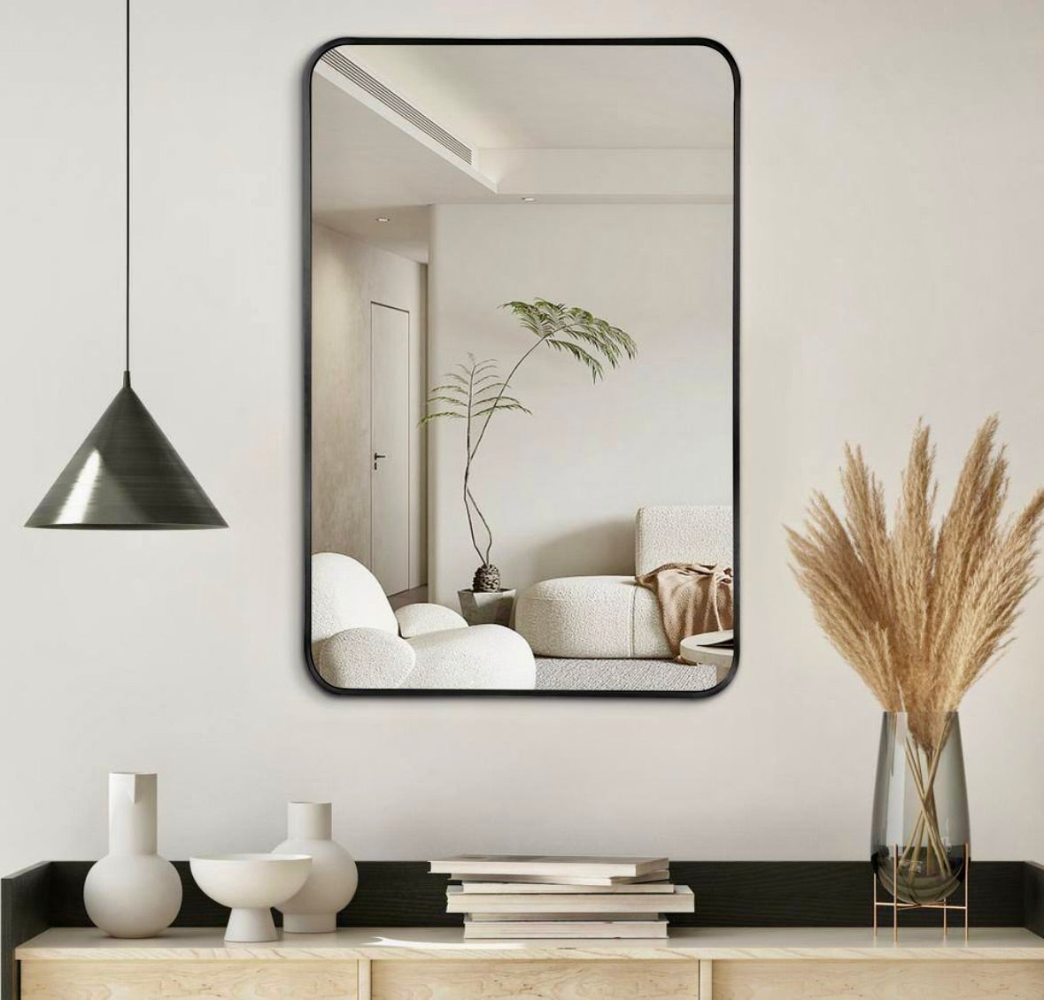 Ta. 24 in. W x 32 in. H Black Mirror