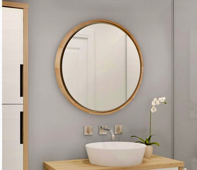 Evans 30" round natural mirror