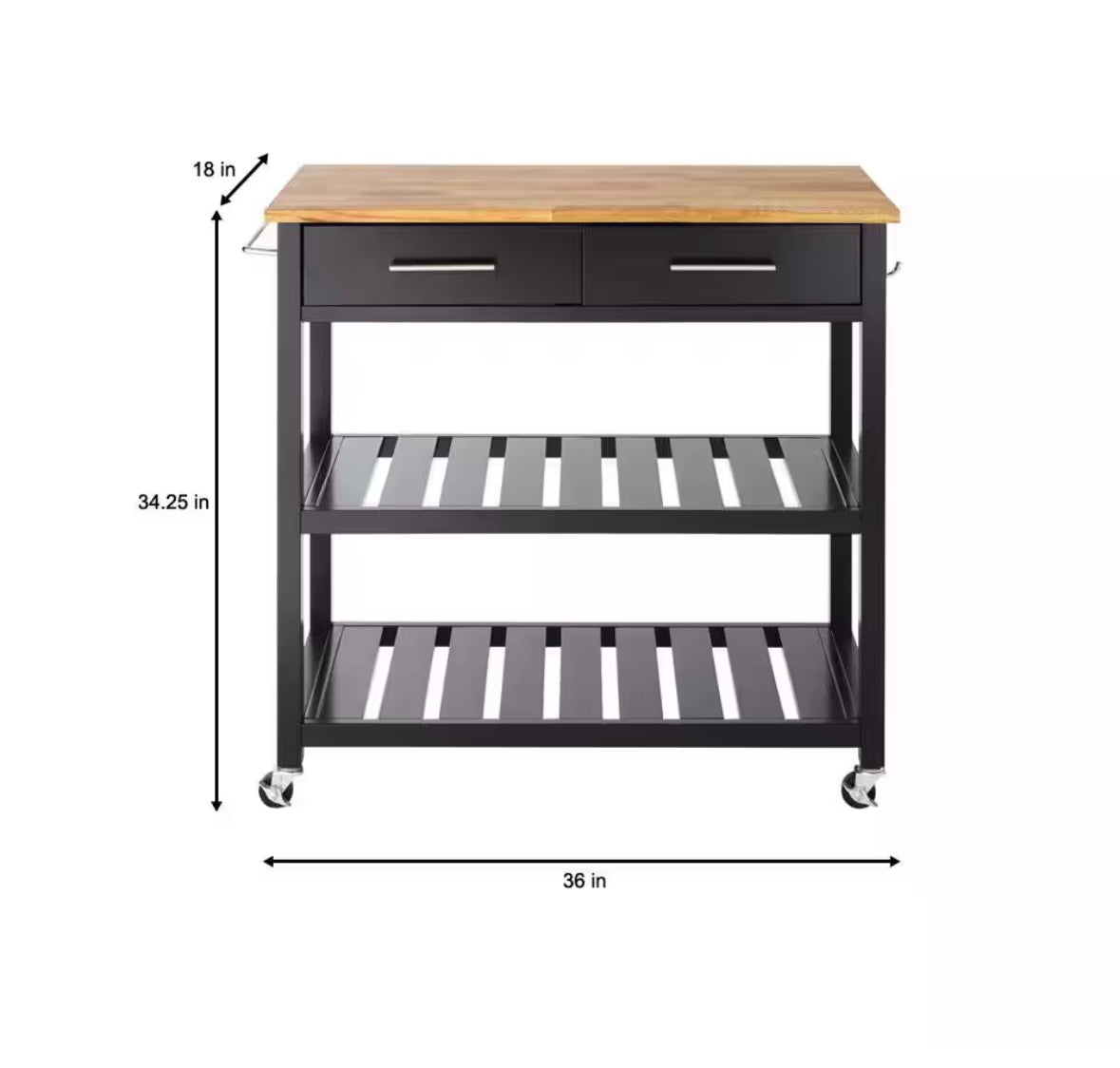 Glenville Black rolling kitchen cart