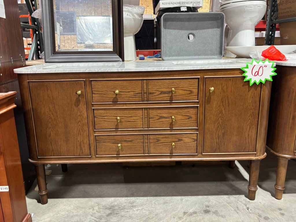 Collette 60" double sink cinnamon oak vanity