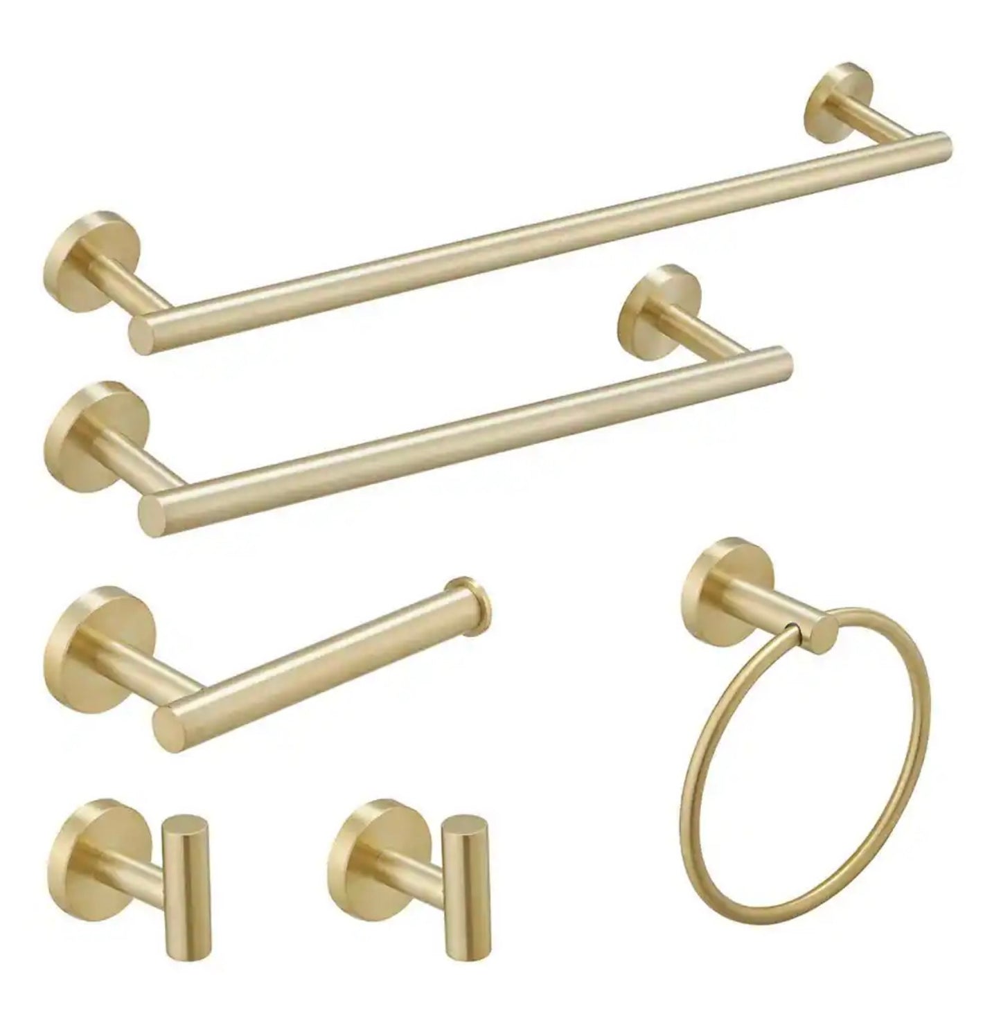 6 piece bath hardware set in brushed gold