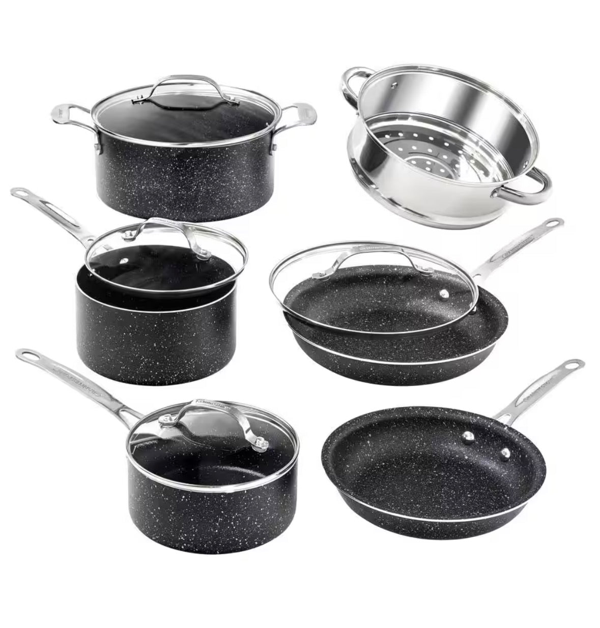 10 piece cookware set black