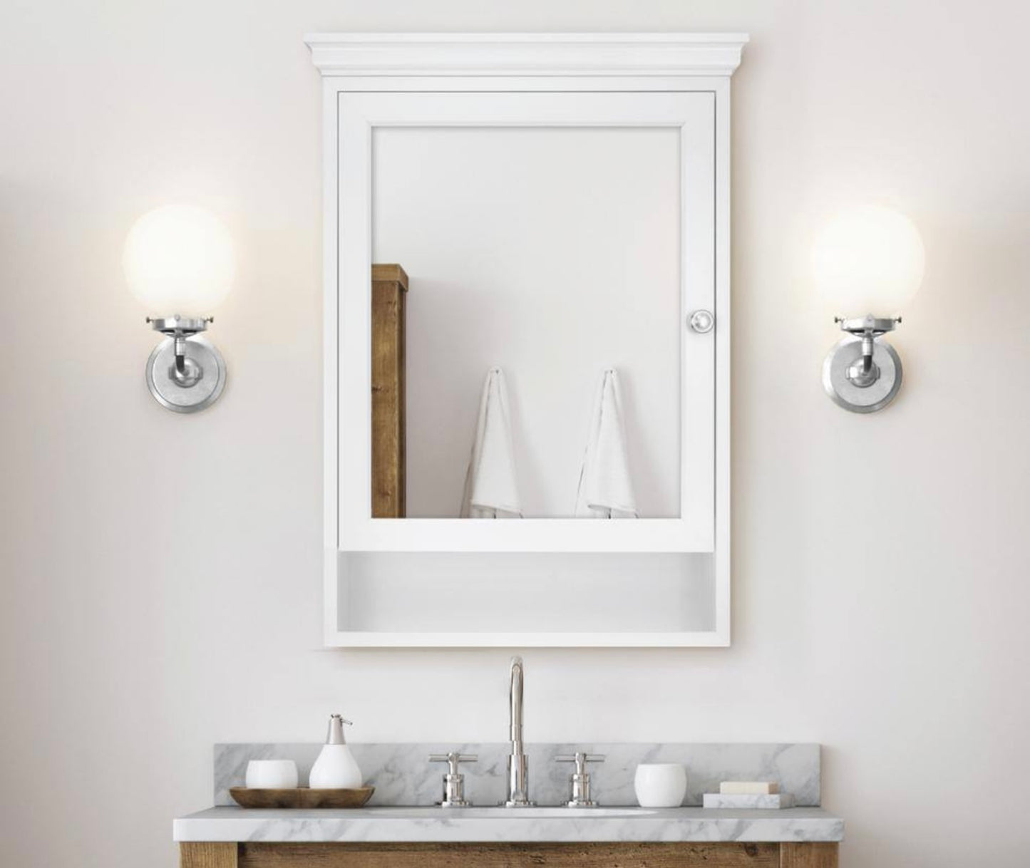 23.5 in white medicine cabinet