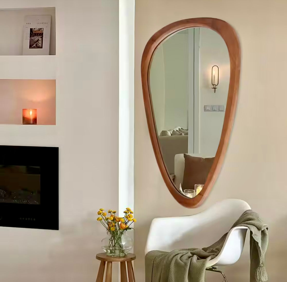 20"W x 30"H irregular brown mirror
