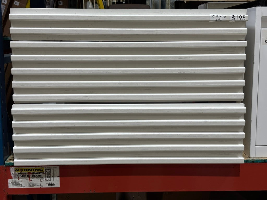 30" white floating ridged vanity without top