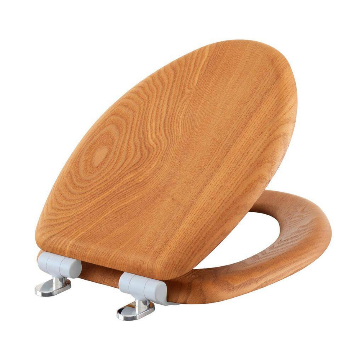Elongated wood toilet seat in natural oak