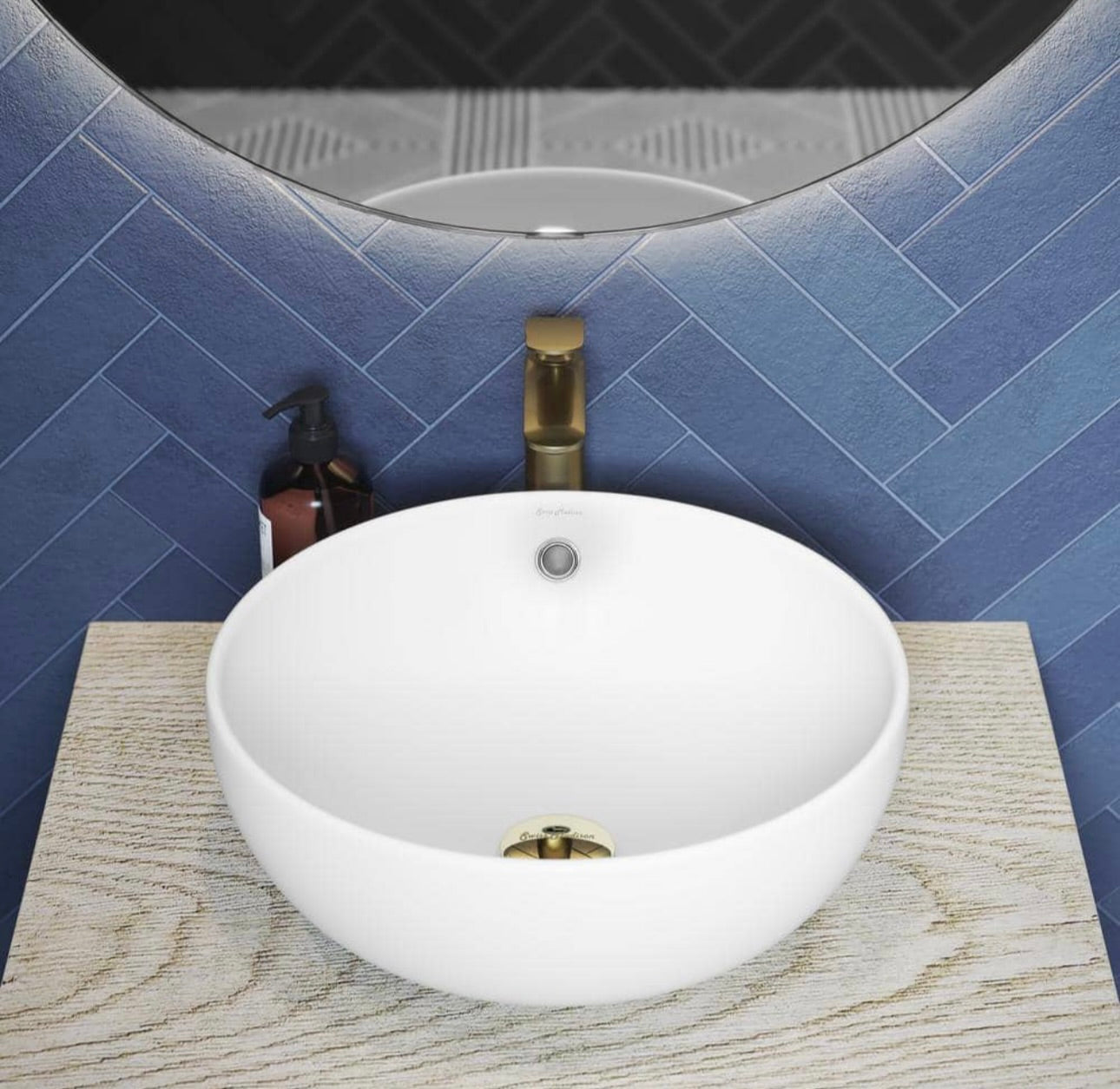 Sublime round vessel sink in matte white