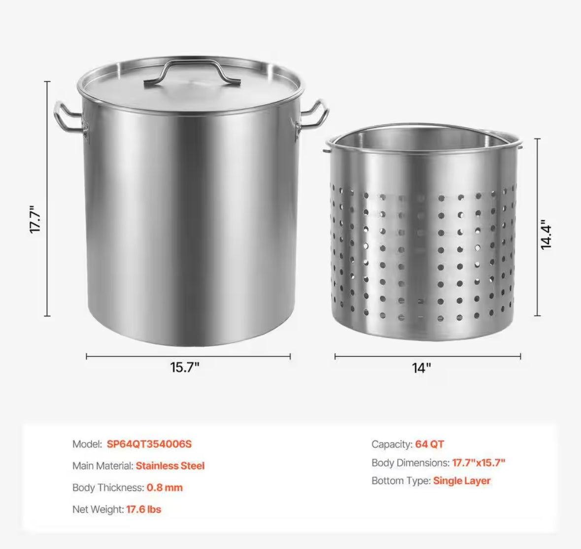 64 qt. Stainless Steel Stockpot
