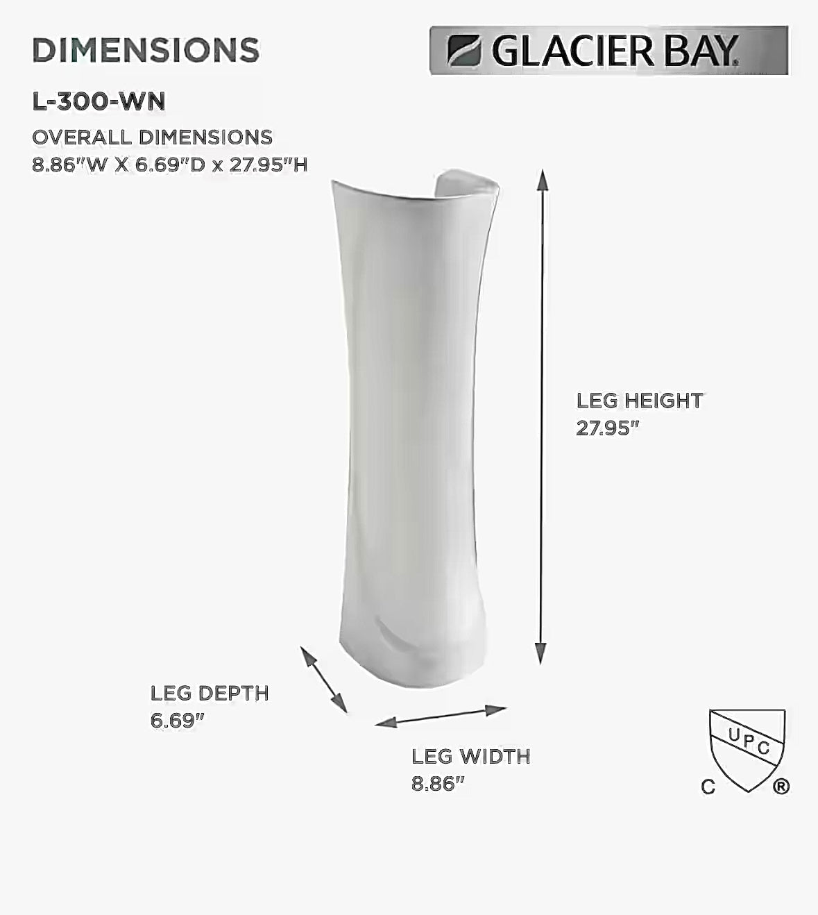 Shelburne pedestal sink base in white