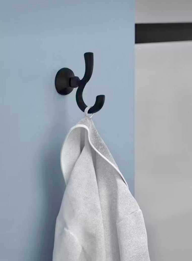 Double towel hook matte black