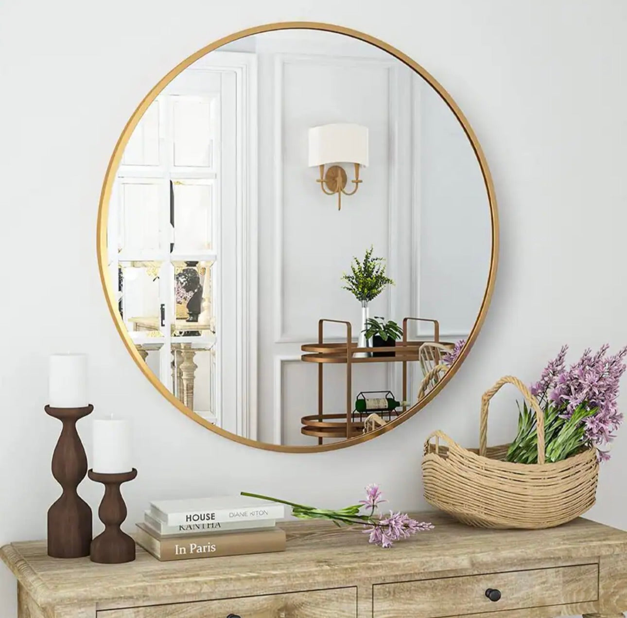 20" round gold mirror