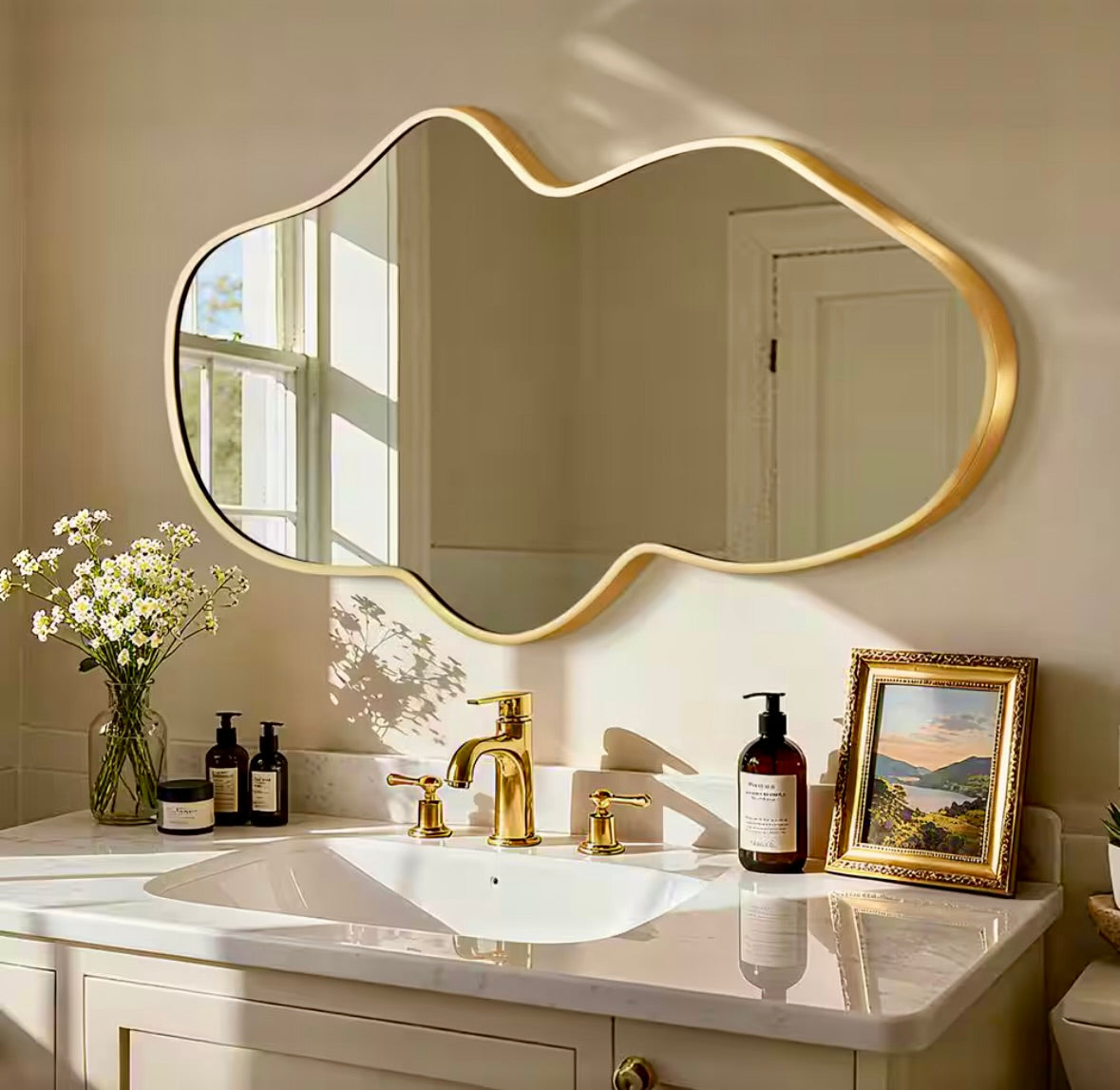 26"x43" Gold irregular mirror