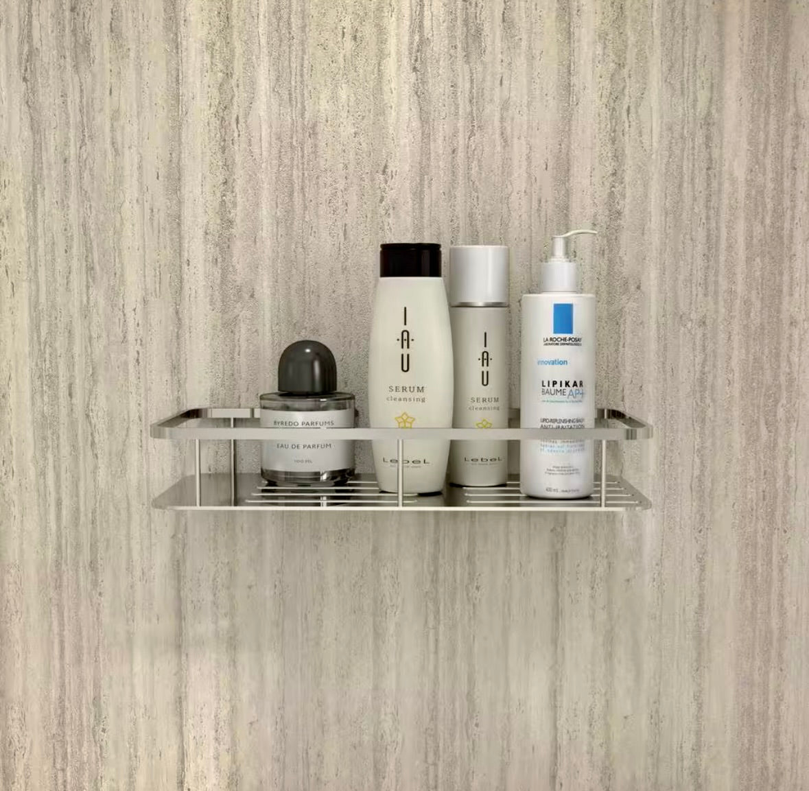 Passage Rectangular Shower Shelf in Brushed Metal