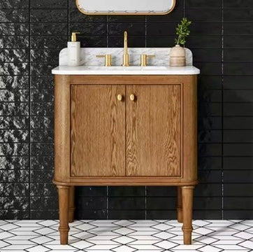 Collette 30" cinnamon oak vanity w/ Carrara marble top