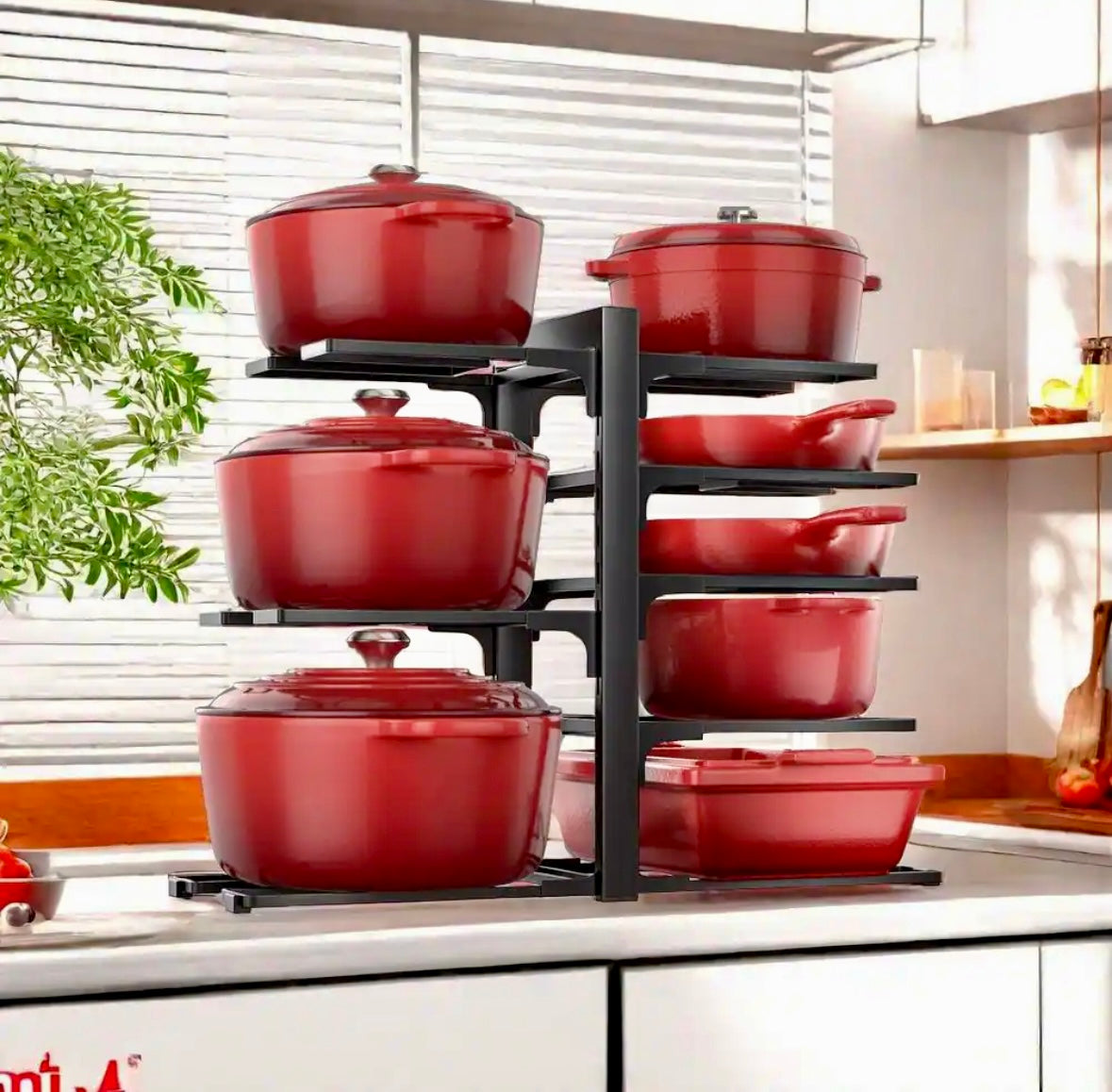 8-tier 16"H standing pot rack