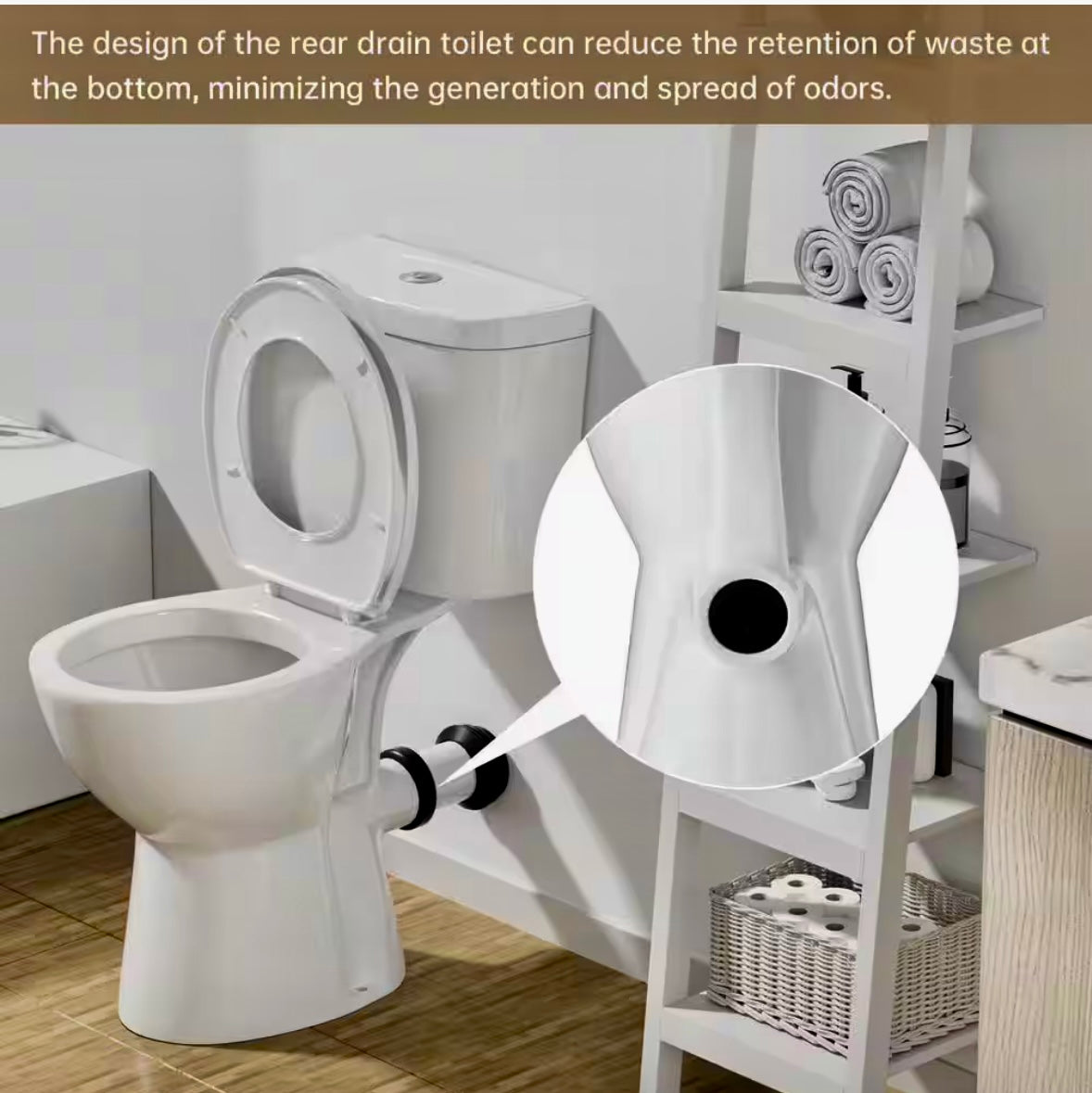 19 in Tall toilet rear outlet round in white