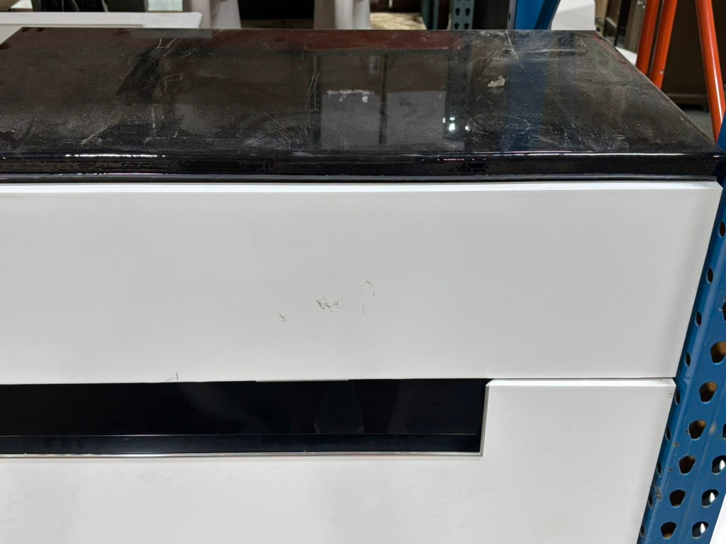 31" Wx18"D floating white vanity with black top for vessel sink