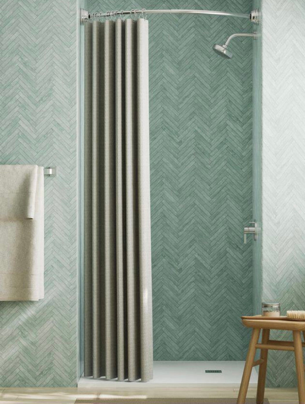 40" curved shower rod satin nickel