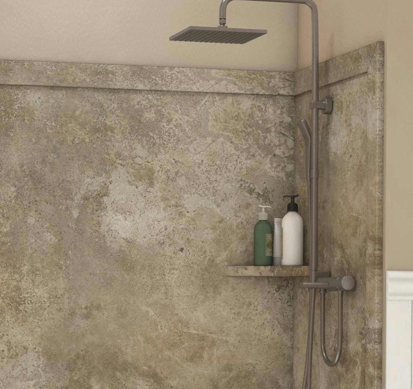 15" corner niche in mocha travertine