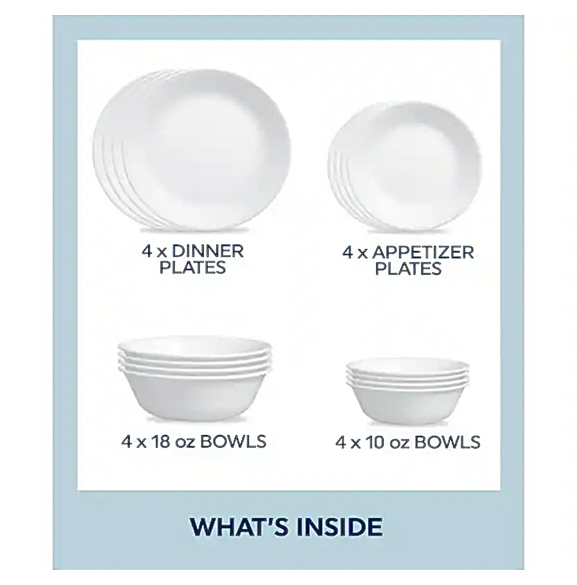 Corelle white dish set