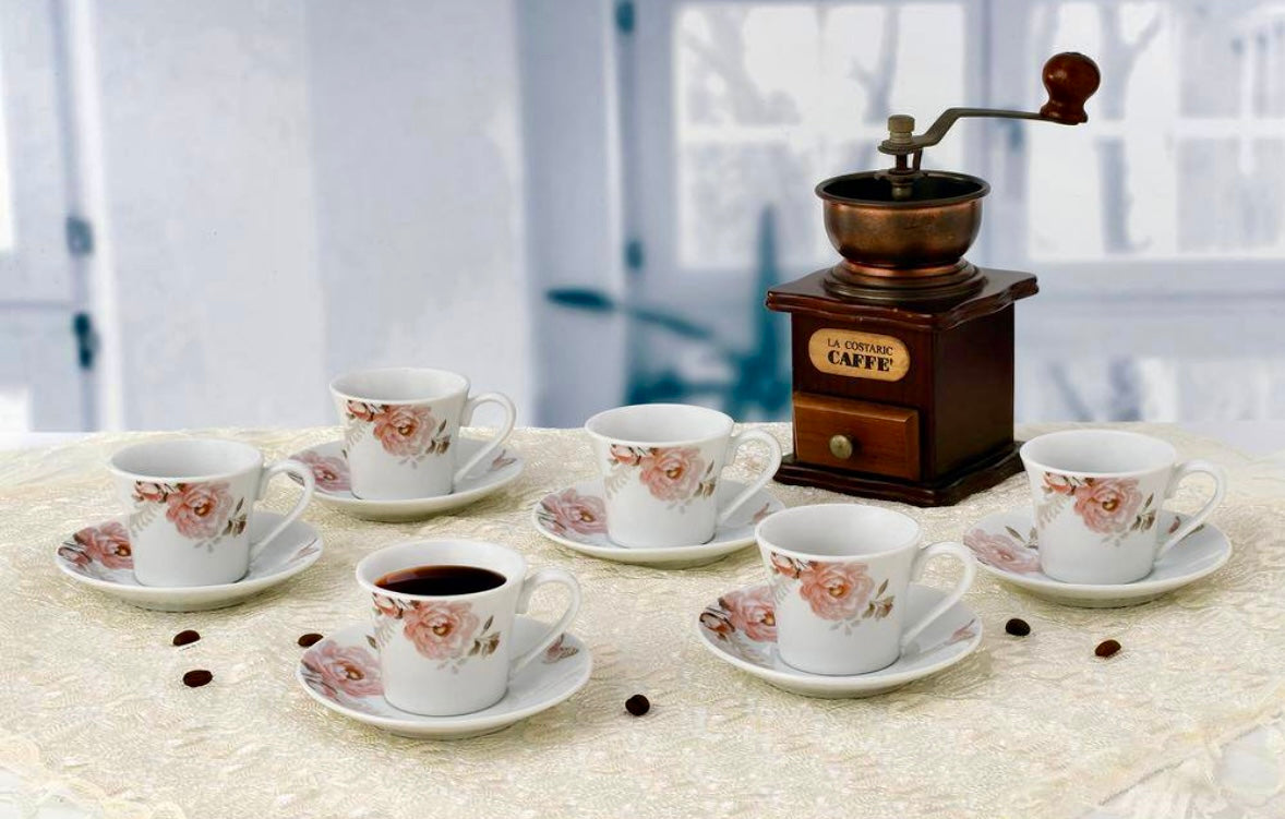 2oz espresso set pink floral