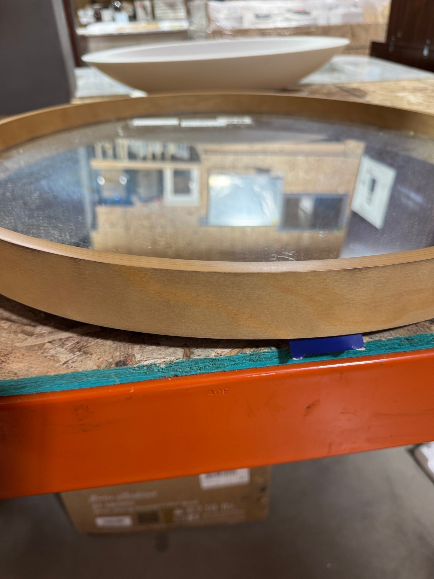 24" round wood mirror