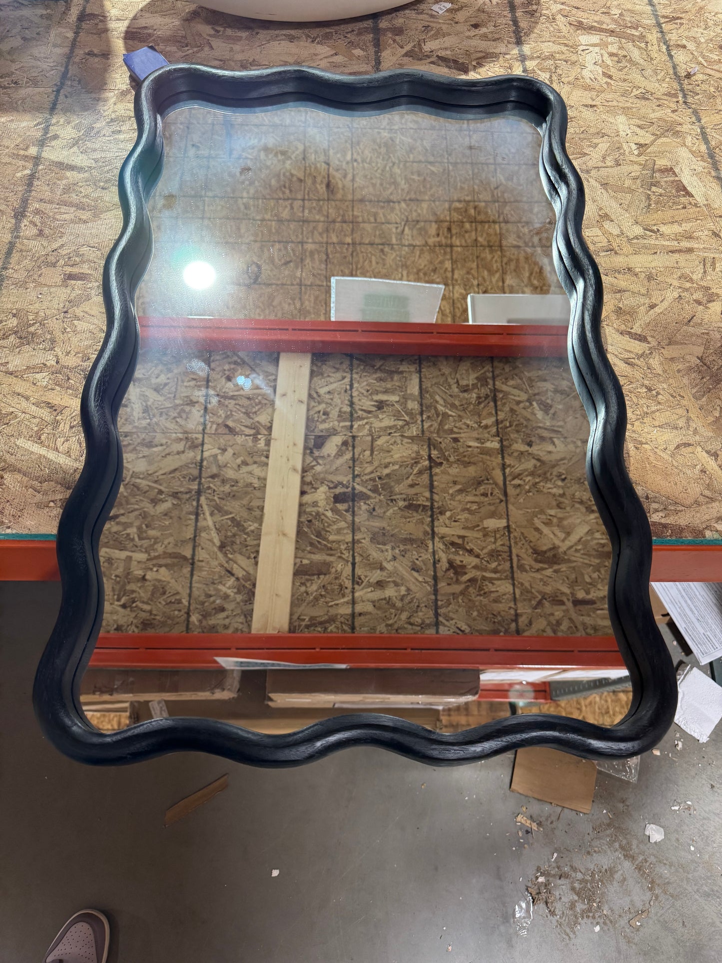 20"x30" Black wavy wood mirror