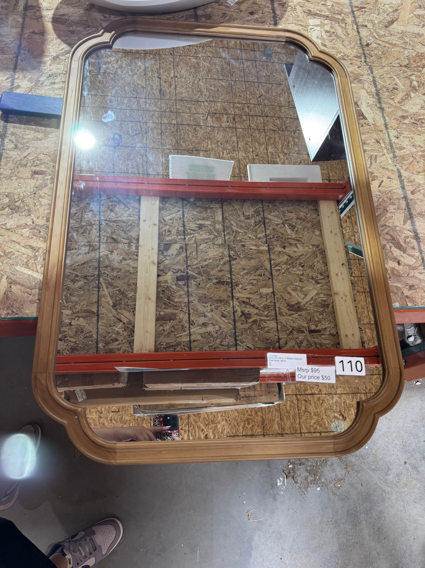 24'x36" natural pine wood mirror