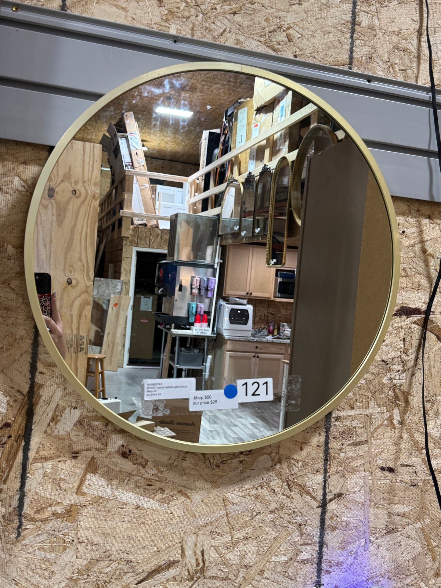 20" round gold mirror
