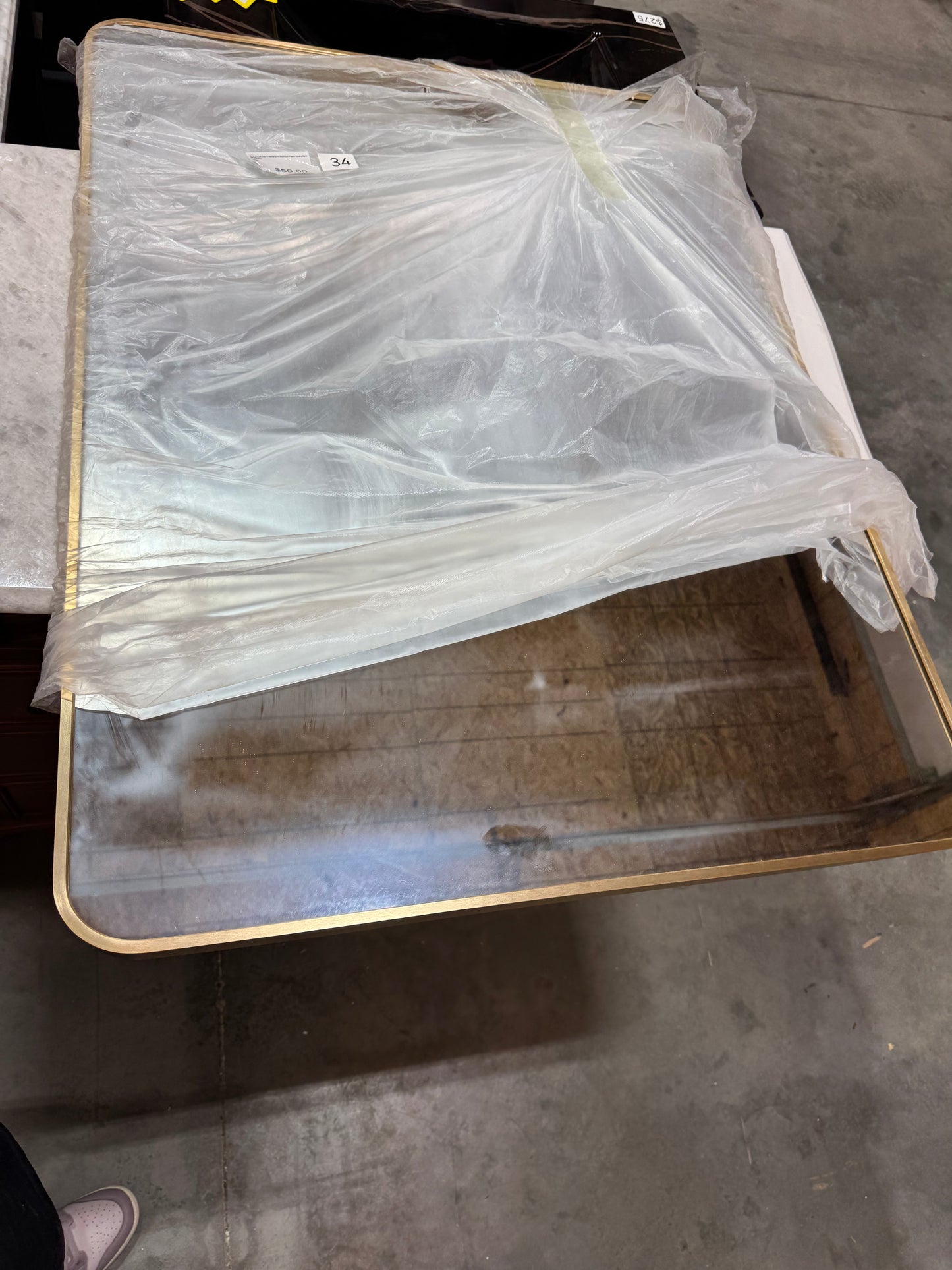 30"x40.2" rectangular square gold mirror