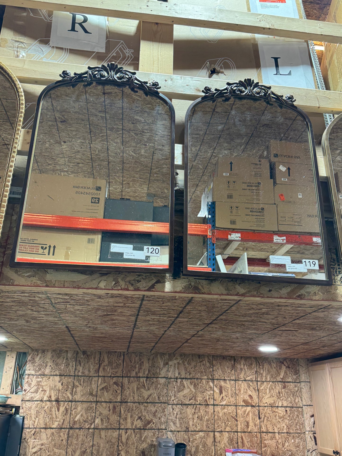 Bronze arch 19"x30.75" mirror
