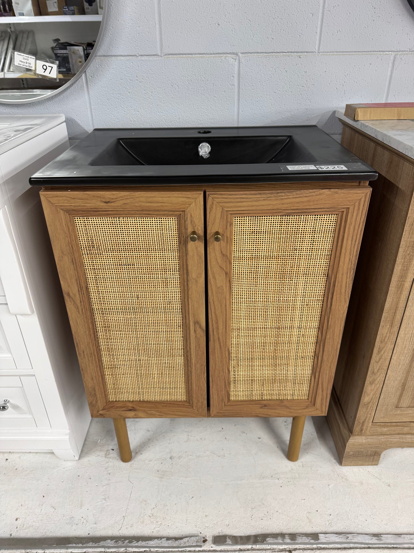 Classe 24" vanity in oak w/black top