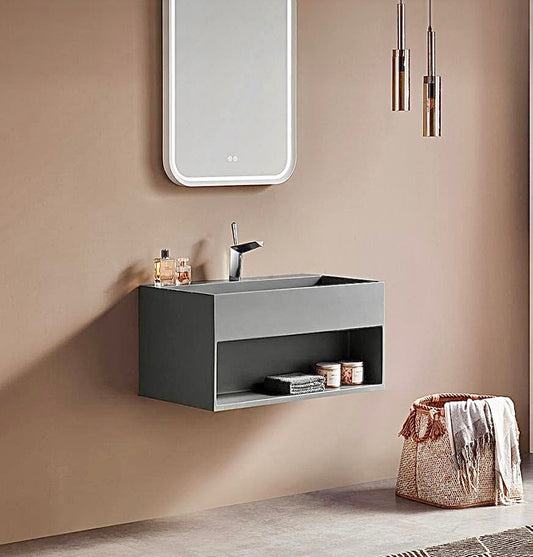 24" matte gray floating vanity