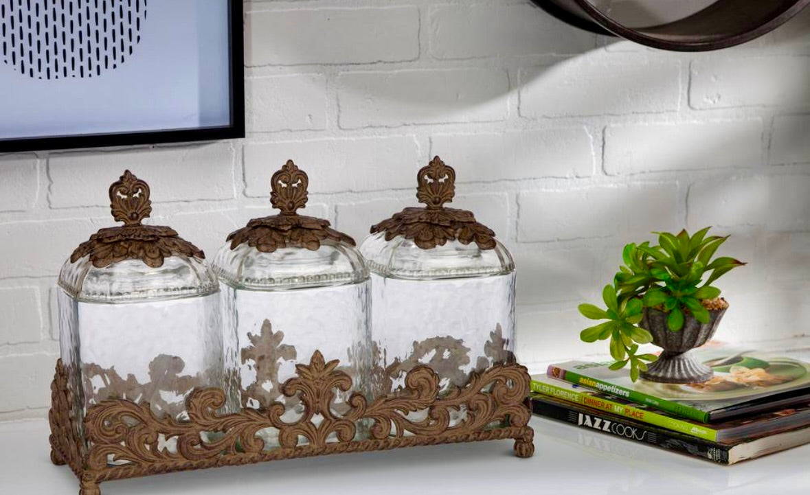 19.5" glass canisters