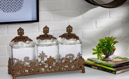 19.5" glass canisters