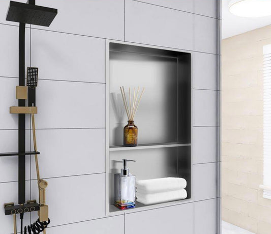 13x19 shower niche in brushed nickel